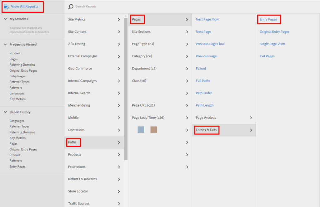 omniture landing page report
